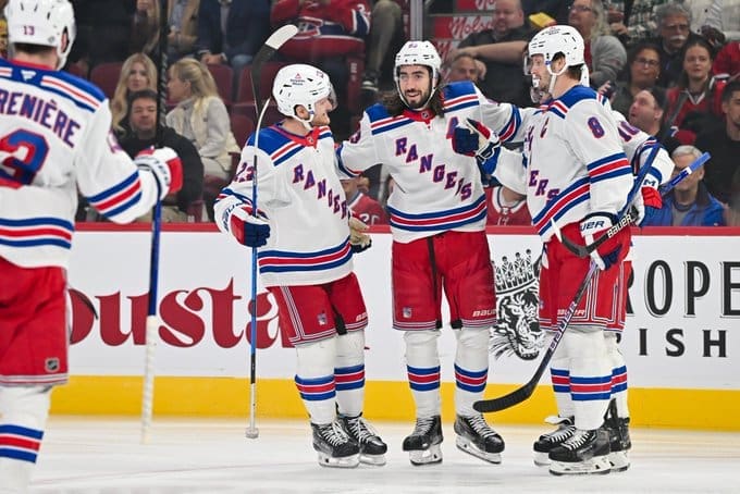 Mika Zibanejad Scores opening goal inside the opening minute of the First Period. Mandatory Credit: NY Rangers