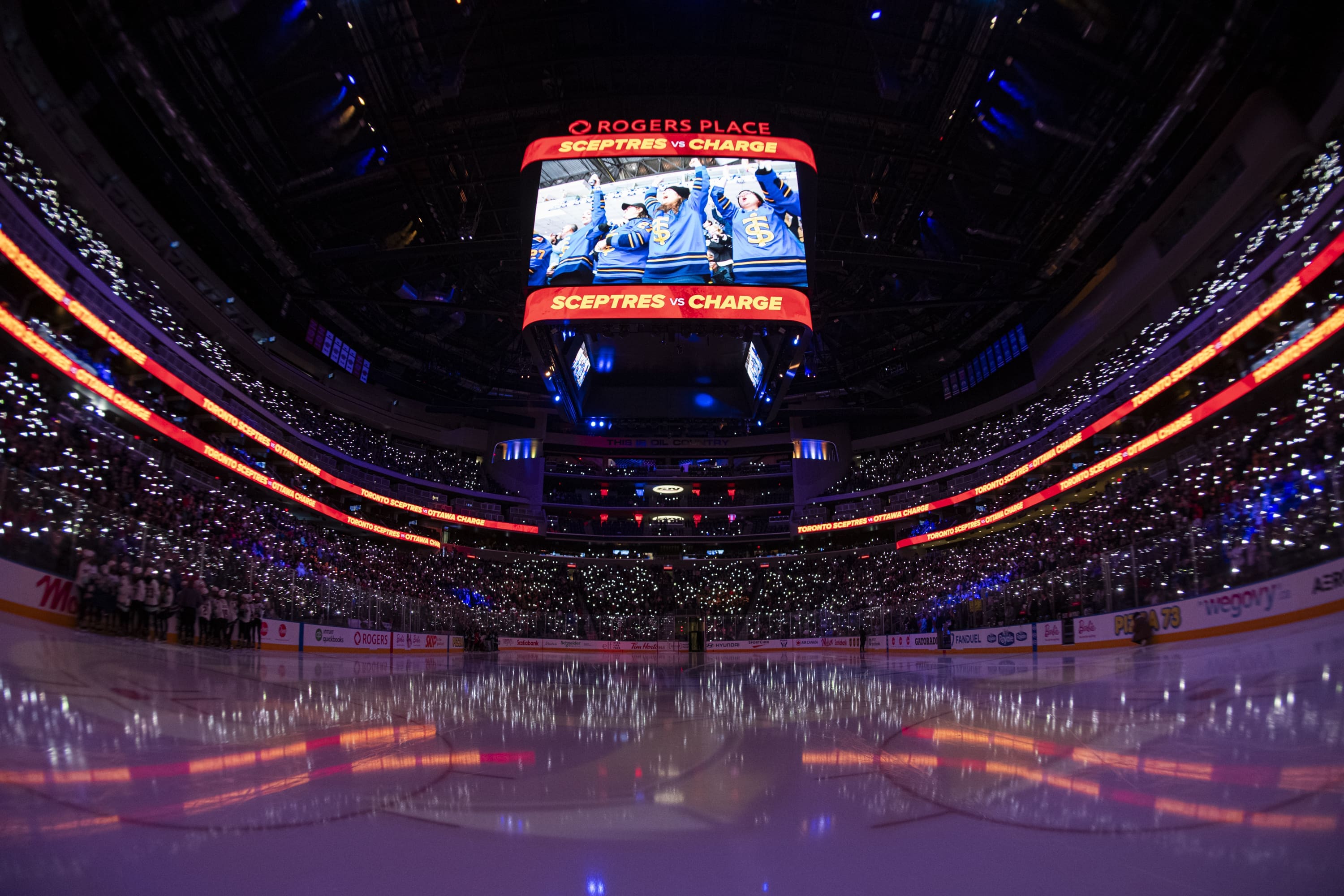 2/16/25 Edmonton, AB, CN Rogers Place| Near Sell Out crowd in Edmonton for the Toronto vs Ottawa Take Over Tour game. Mandatory Credit: PWHL