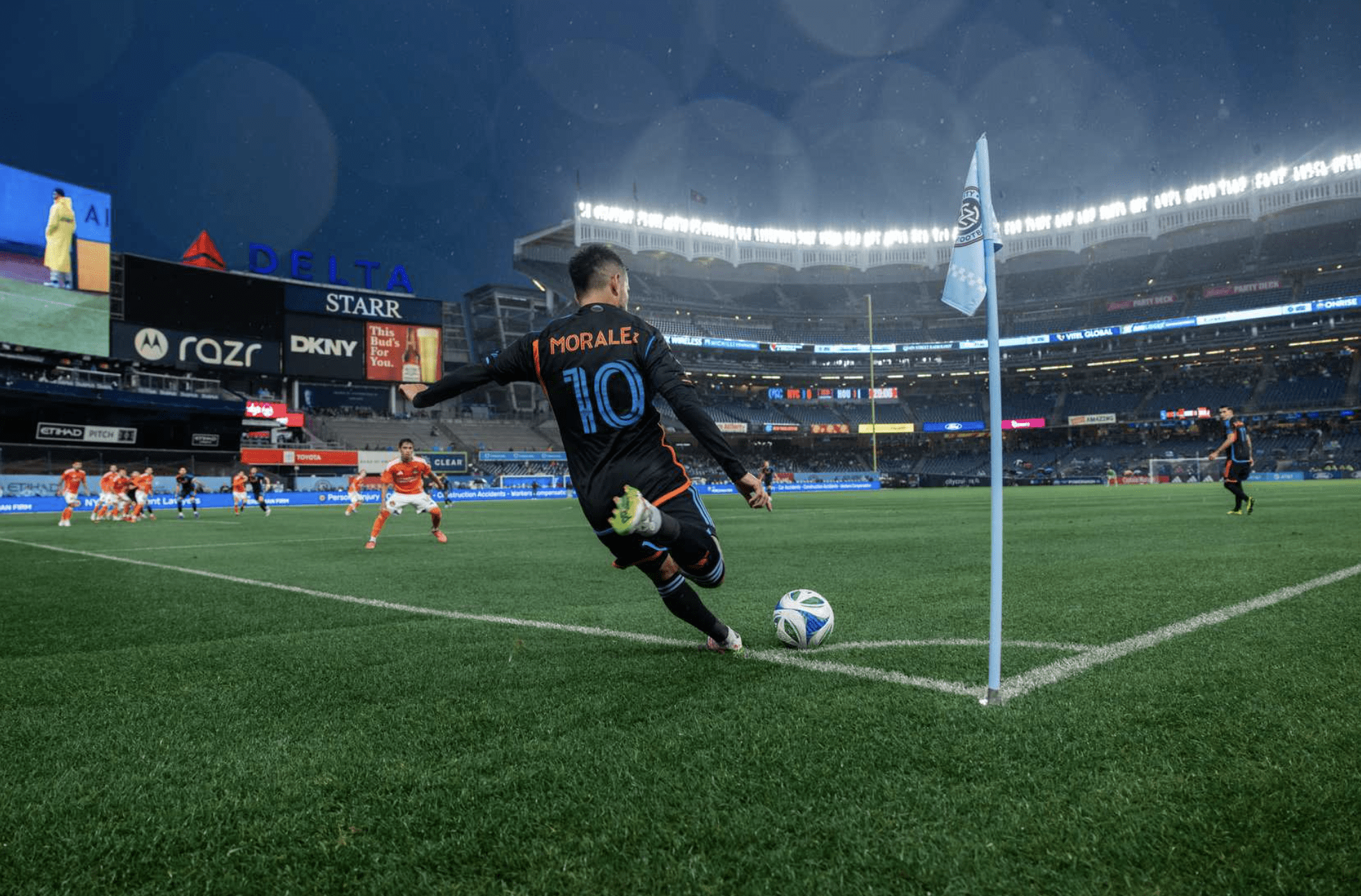 5/28/2025 Yankee Stadium, Bronx, NY Maxi Moralez at the near corner, Photo by NYCFC