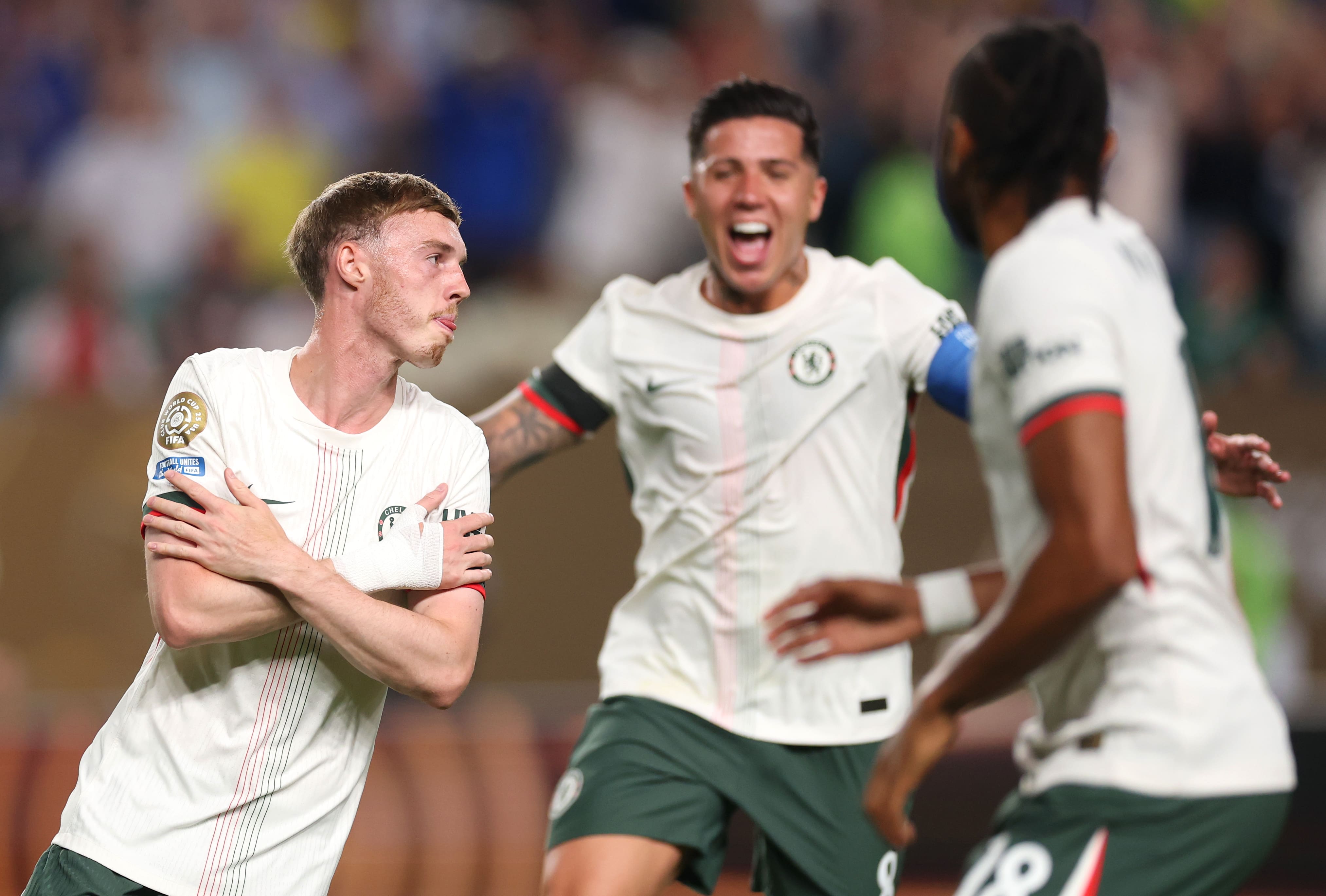 Cole Palmer Celebrates his goal. Photo by FIFA.com
