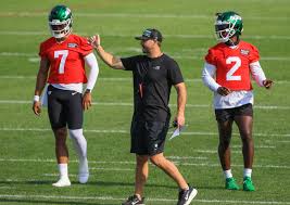7/29/2025 Justin Fields & Tyrod Taylor at Jets Training Camp Florham Park, NJ Mandatory Credit NJ.com