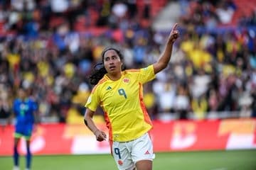 8/2/2025 Mayra Ramirez celebrates a goal for Colombia Mandatory Credit CONMEBOL.com