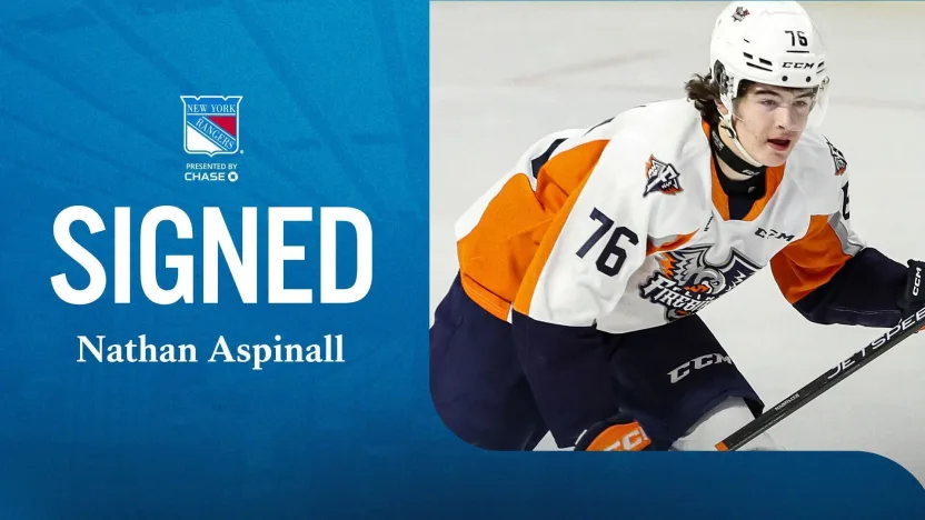 10/24/2025 New York Rangers sign Nathan Aspinall to an entry level contract. Mandatory Credit: New York Rangers