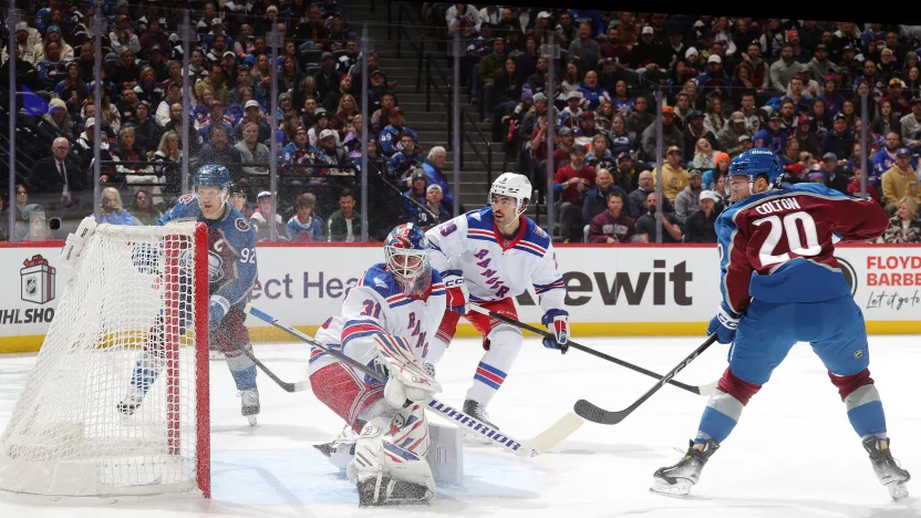 11/20/2025 Ball Arena, Denver, CO., Igor Shesterkin in net. Mandatory Credit: New York rangers