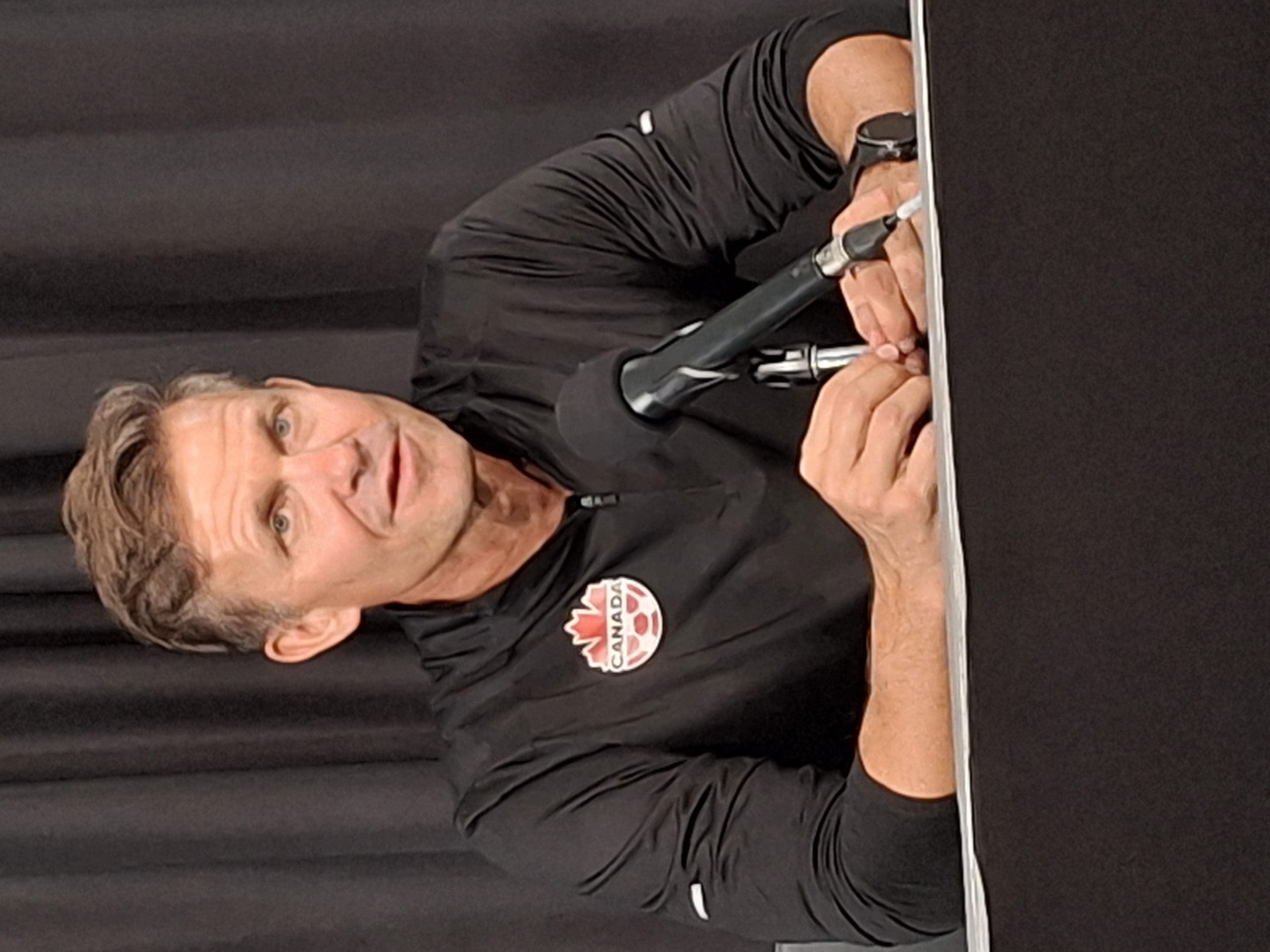 11/18/2025 Chase Stadium, Fort Lauderdale, FL., Jesse Marsch Post Match Interview Mandatory Credit To Daniel Feuerstein