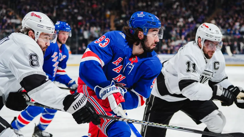 3/16/2026 Madison Square Garden, New York, NY., Mika Zibanejad skating on the power play. Mandatory Credit: New York Rangers