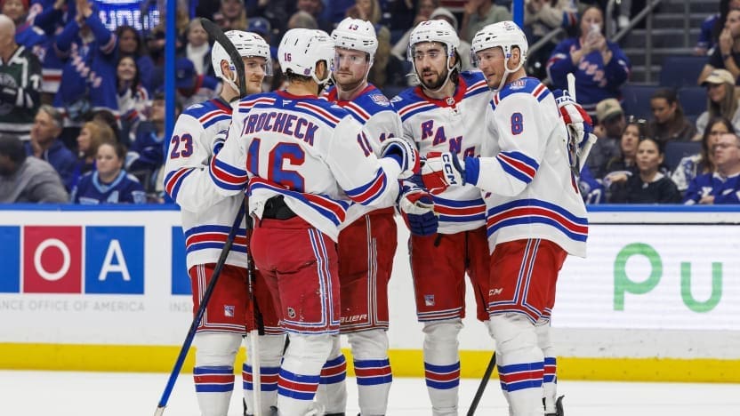 Vincent Trocheck Celebrates with his teammates