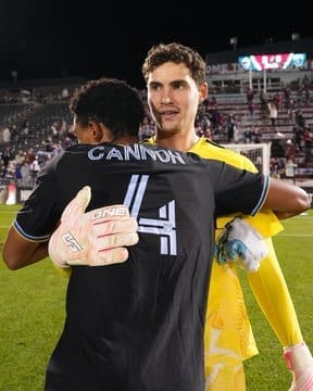 Nico Hansen gives a hug