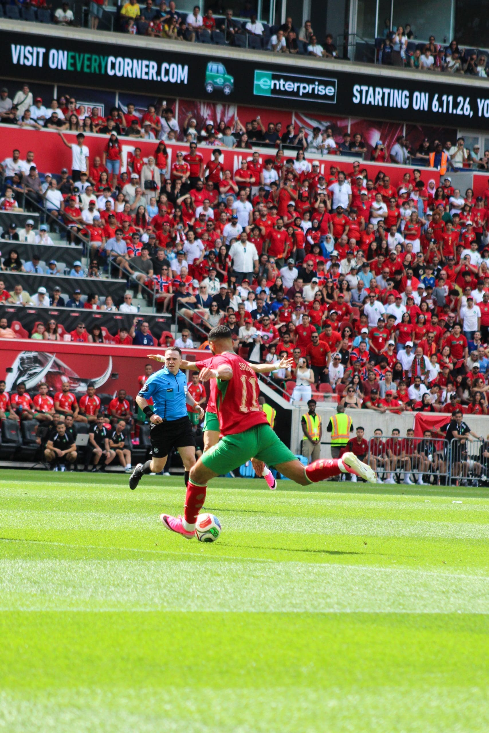 Morocco's Ismael Saibari taking a shot on goal against Norway in the teams' final tune-up match.