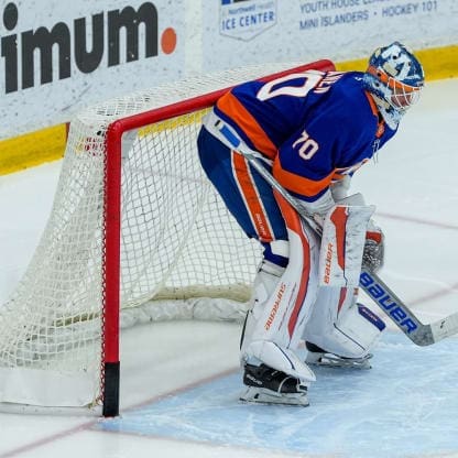 NY Islanders prospect goaltender Henrik Tikkanen at training camp this year.