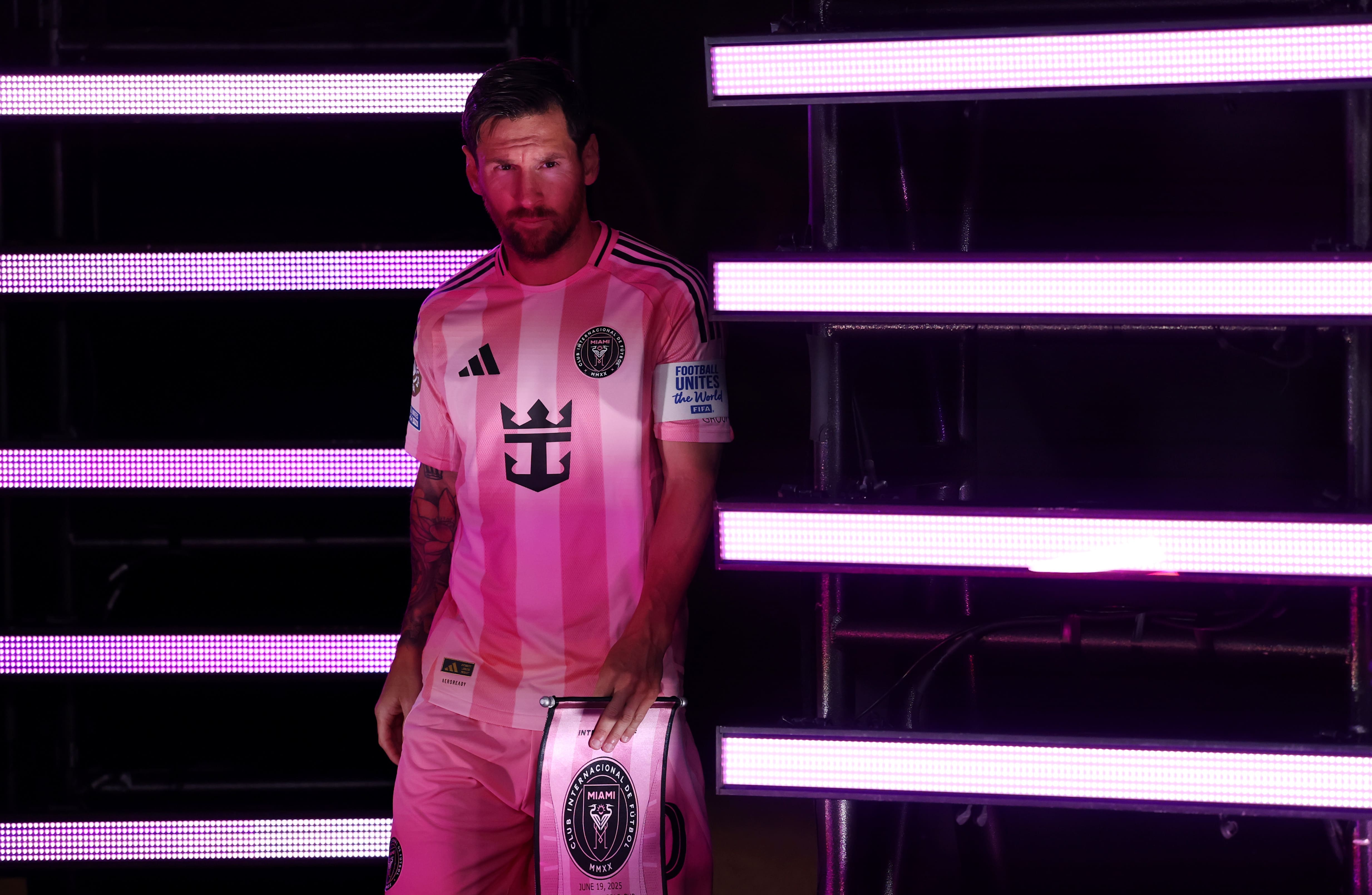 ATLANTA, GEORGIA - JUNE 19: Lionel Messi #10 of Inter Miami CF walks out of the tunnel prior to the FIFA Club World Cup 2025 group A match between Internacional CF Miami and FC Porto at Mercedes-Benz Stadium on June 19, 2025 in Atlanta, Georgia. (Photo by Patrick Smith - FIFA/FIFA via Getty Images)