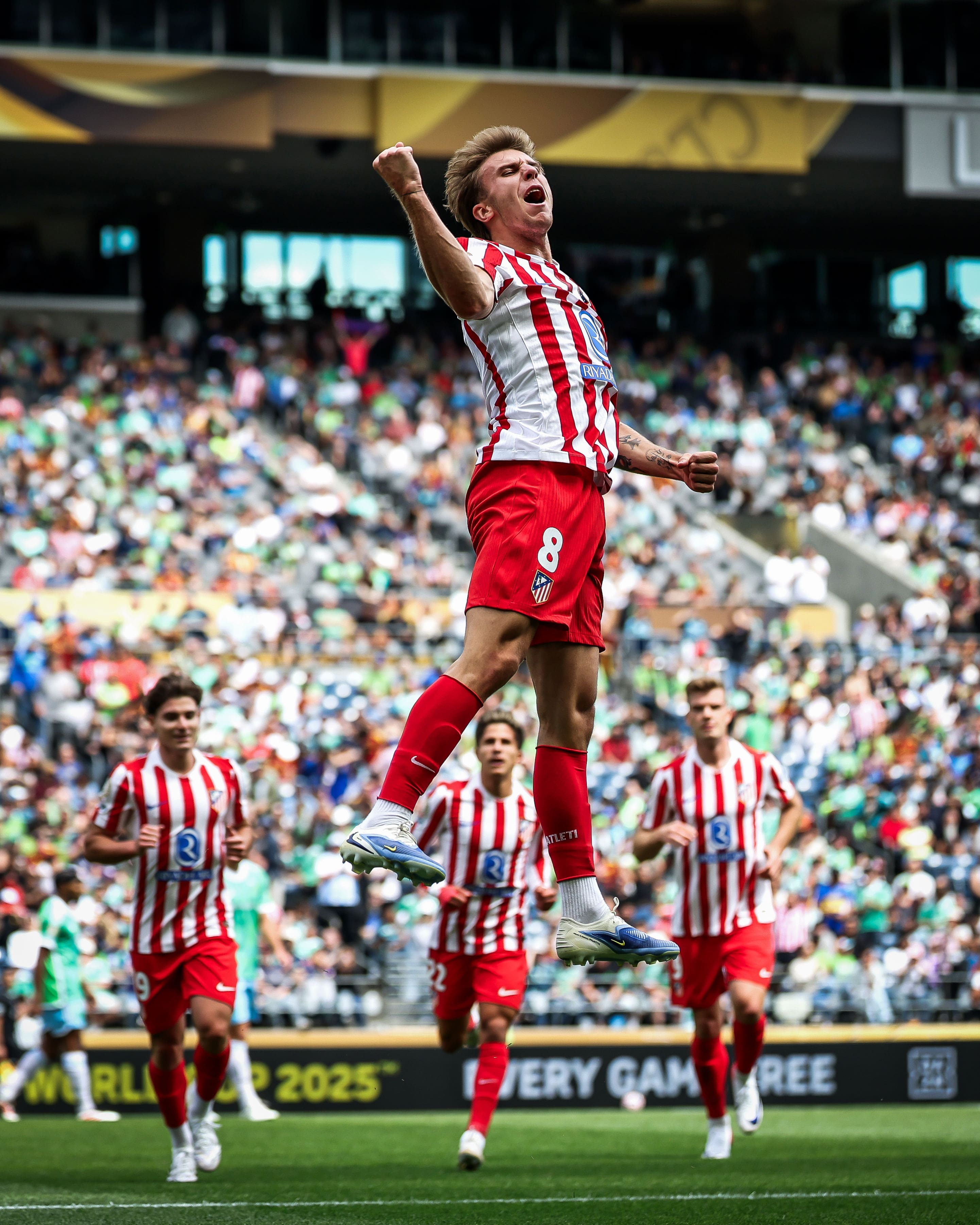 6/19/25 Pablo Barrios scores a brace against Seattle Sounders. Mandatory Credit: Atlético Madrid