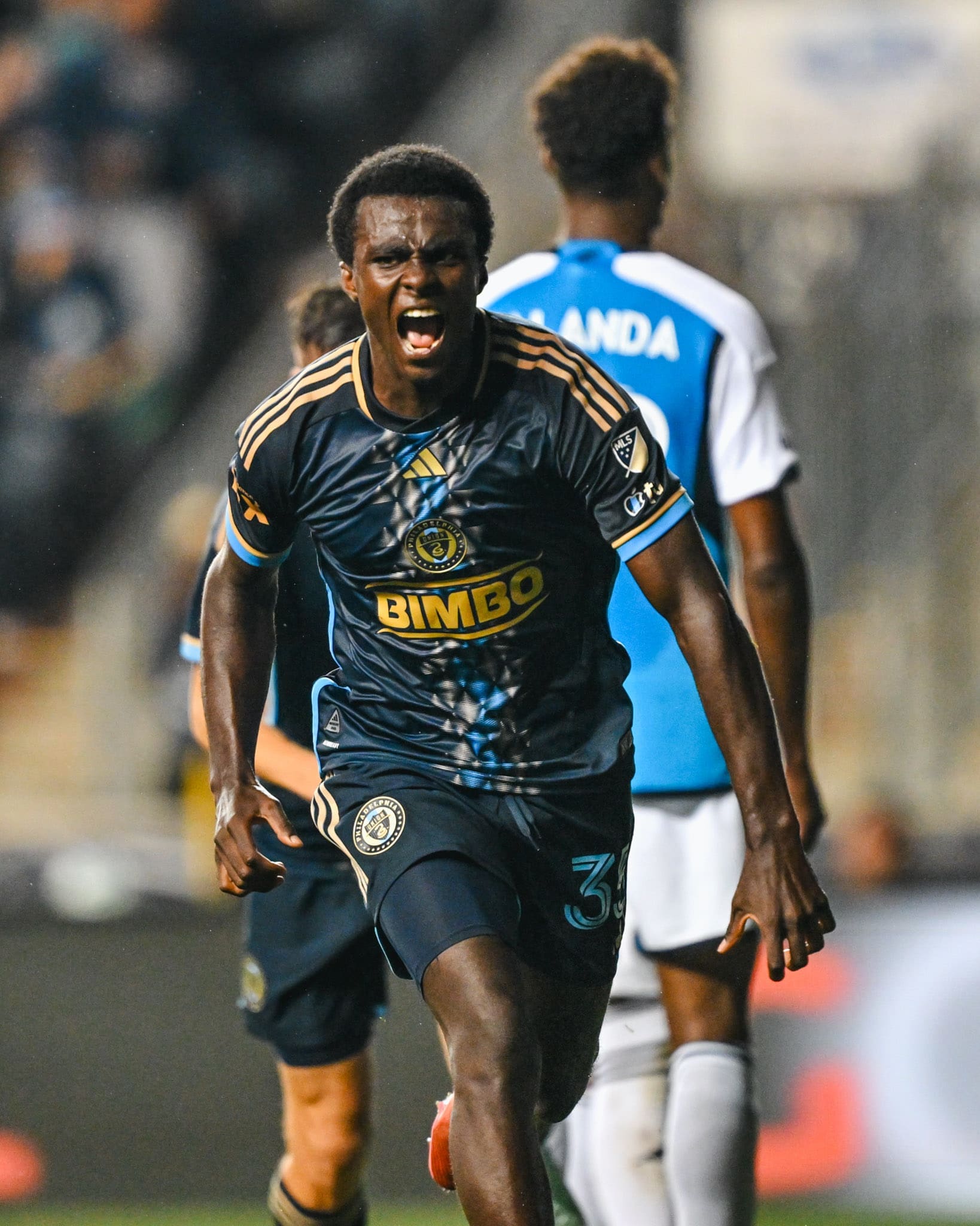 6/14/25 Markus Anderson celebrates his first career MLS Goal and the historic moment it led to. Mandatory Credit: Philadelphia Union/ MLS