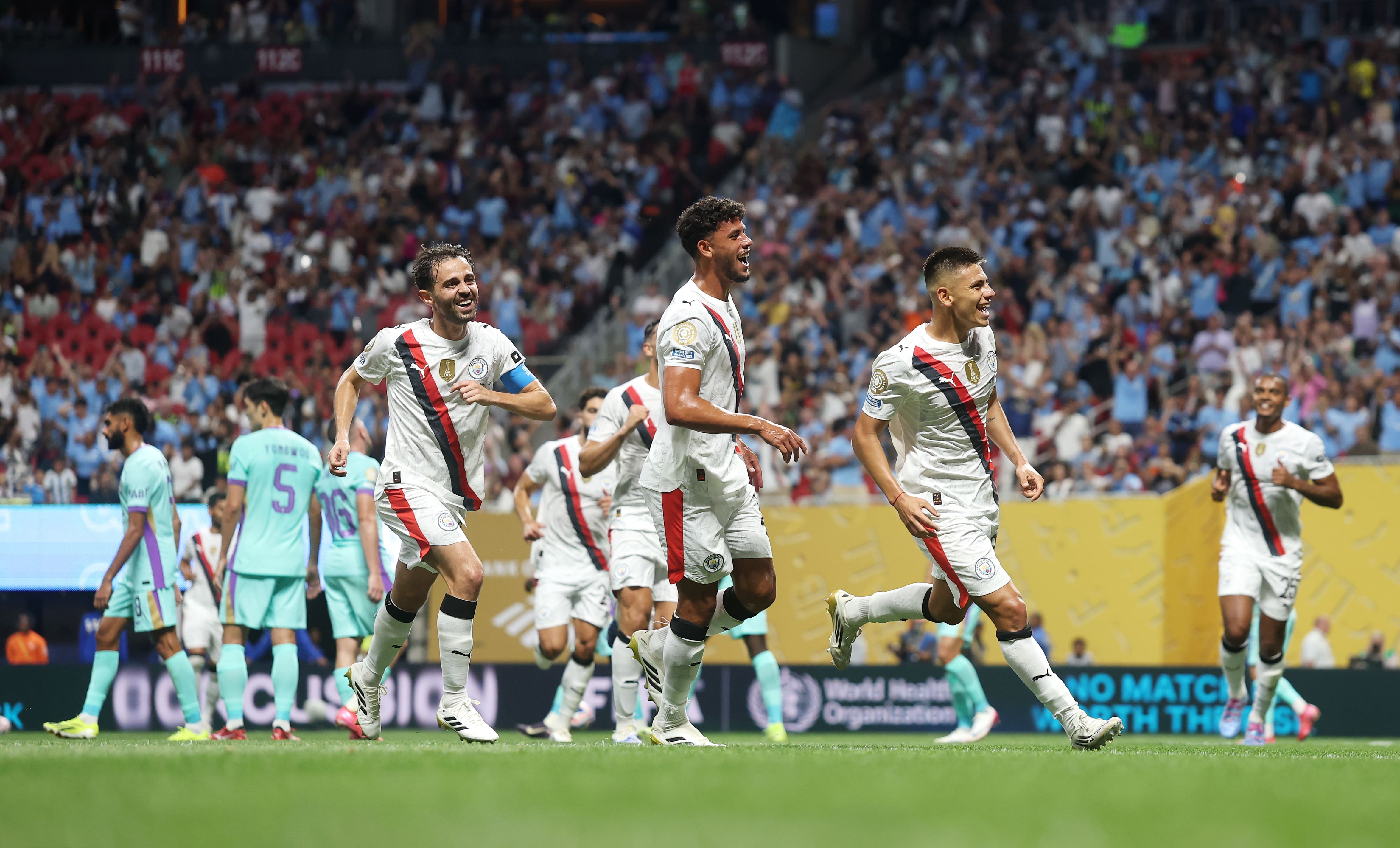 Manchester City Celebrates a goal. Photo from FIFA