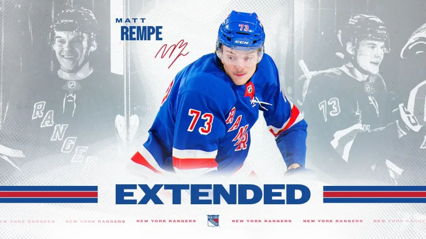 6/18/2025 Matt Rempe gets an extension Photo by NY Rangers