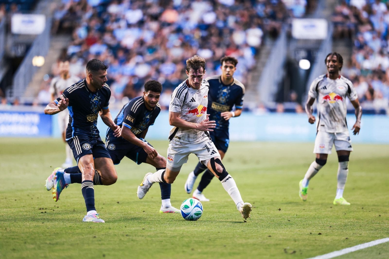 7/12/20252 Subaru Park, Chester, PA. Daniel Edelman playing the ball. Mandatory Credit New York Red Bulls Comms.