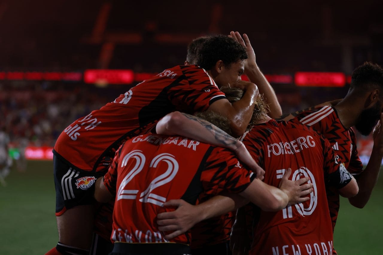 New York Red Bulls Celebrating a big goal. Mandatory Credit New York Red Bulls