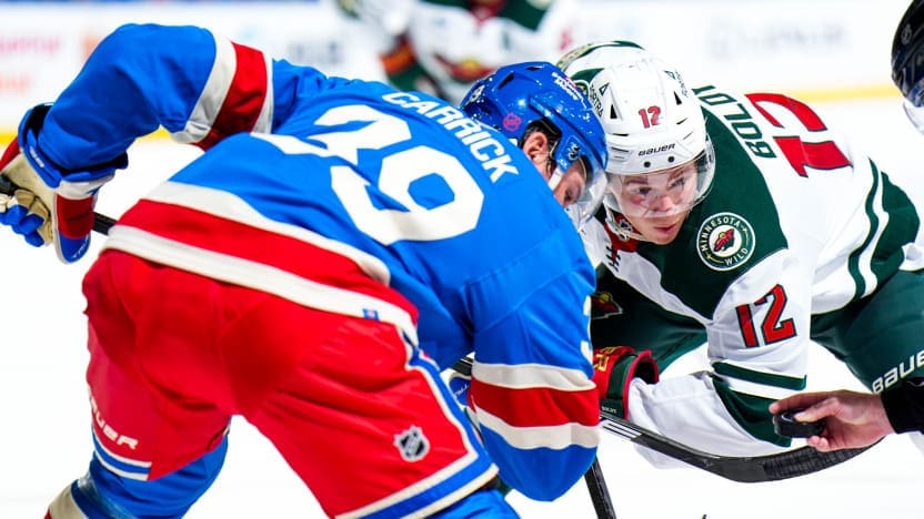 10/20/2025 Madison Square garden, New York, NY Sam Carrick at the faceoff circle Mandatory Credit: New York Rangers