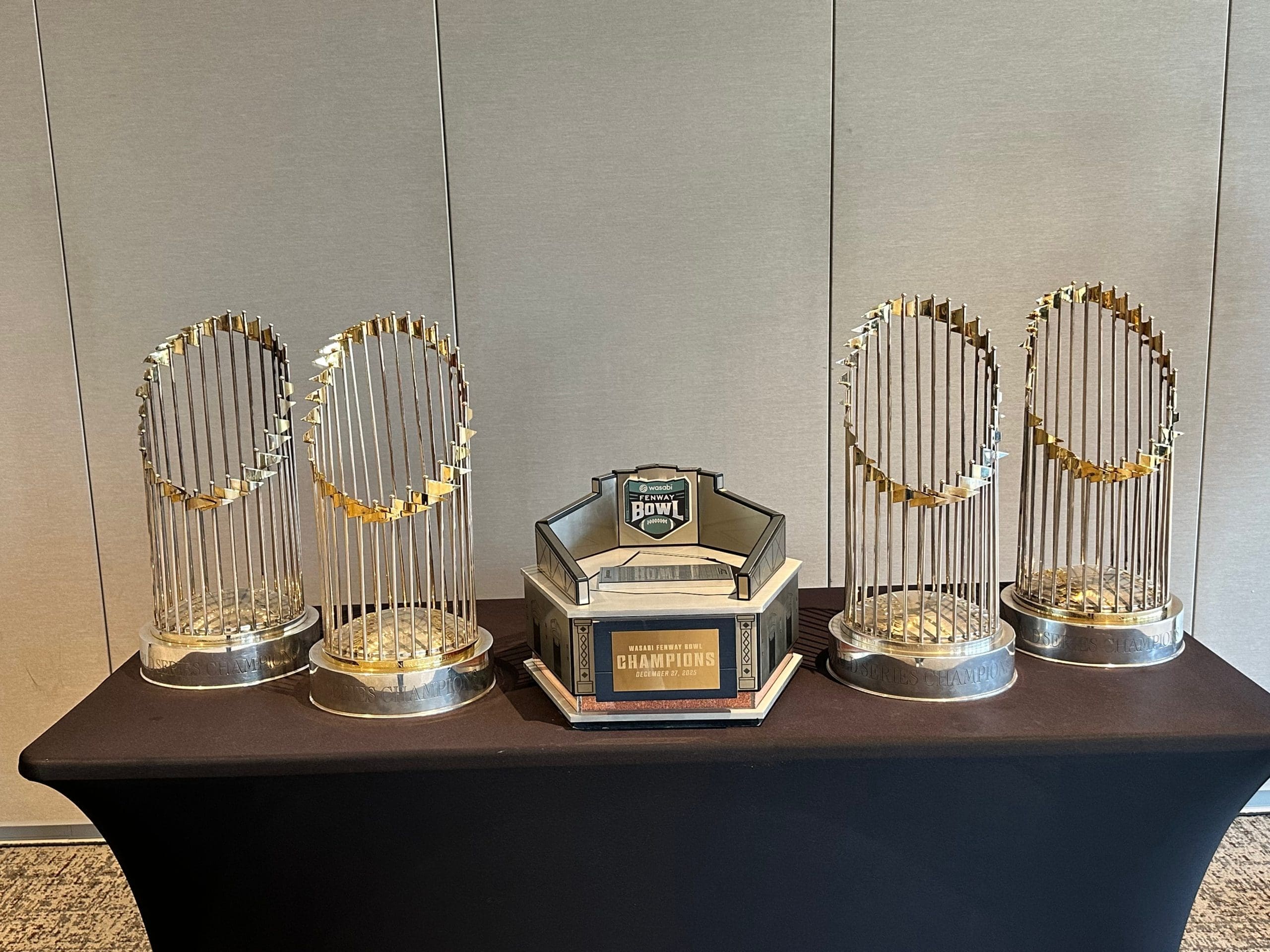 red Sox 4 World Series Titles and Wasabi Bowl Trophy