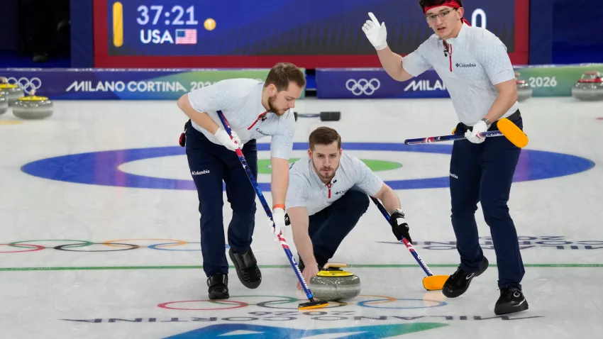 2/13/2026 Olympic Curling Arena, Cortina bay, Italy, U.S. Men's Curling Team. Mandatory Credit: NBC Chicago Through Getty Images