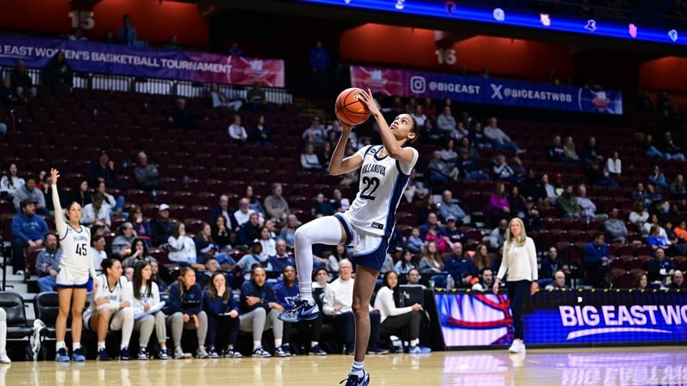 Villanova guard Kennedy Henry elevates for a layup during the BIG EAST Women’s Basketball Tournament at Mohegan Sun Arena.