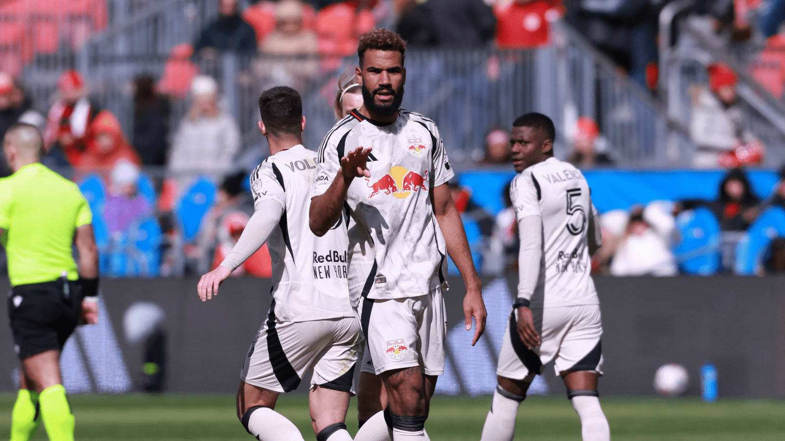 3/14/2026 BMO Field, Toronto, ON., Eric Maxim Choupo-Moting scores the equalizer at the death. Mandatory Credit: Red Bull New York