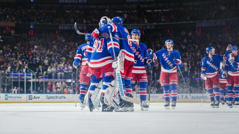 2/28/2026 Madison square Garden, New York, NY.;, Igor Shesterkin wins the shootout. Mandatory Credit: New York Rangers