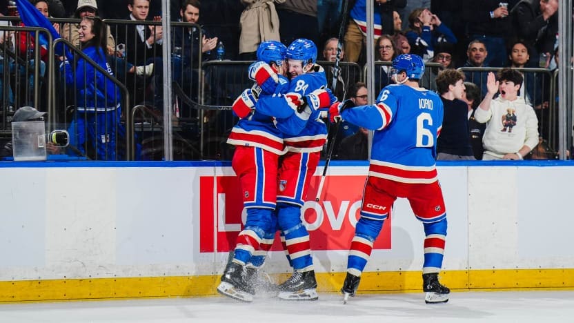 2/5/2026 Madison Square Garden, New York, NY., Jaroslav Chmelar scores his first NHL goal. Mandatory Credit: New York Rangers