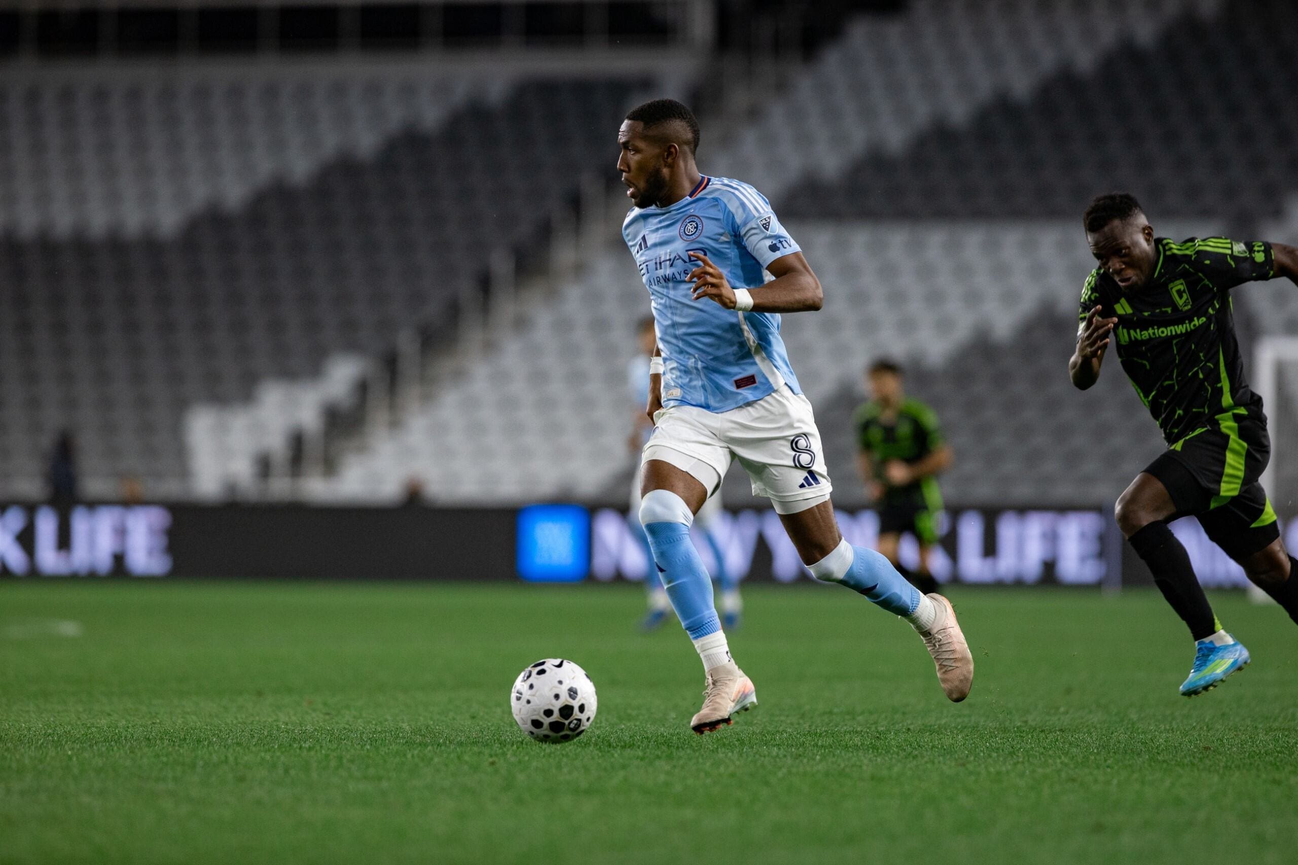 Andres Perea has the ball on his feet.