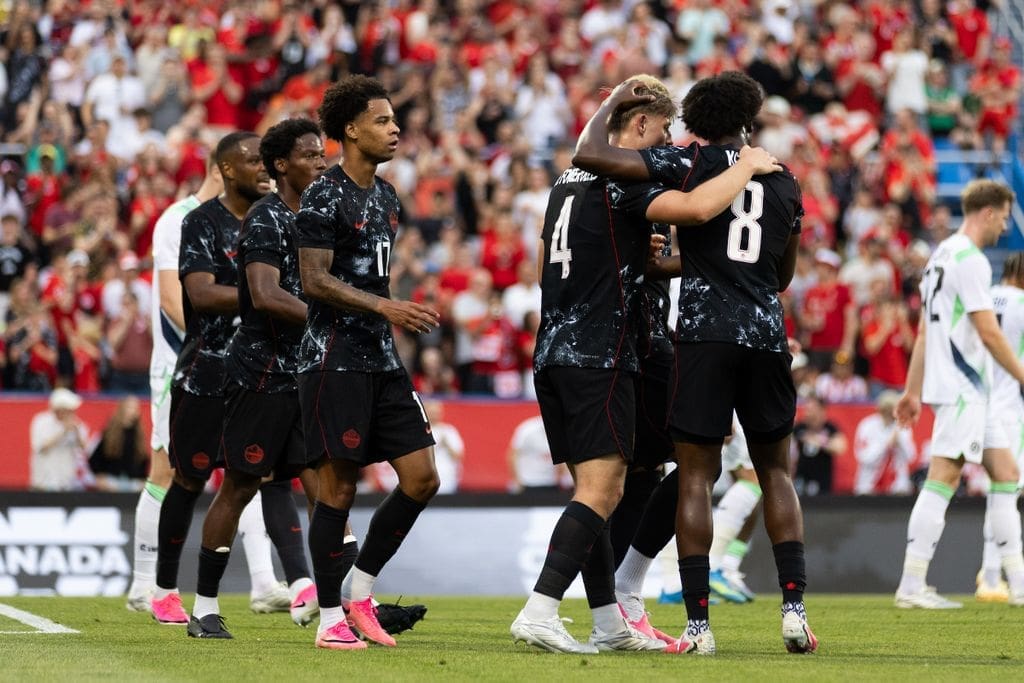 Canada celebrates a lead.
